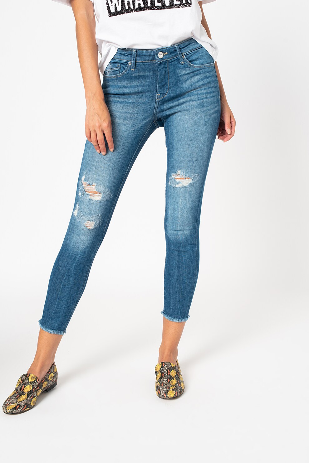 Only, Blugi crop skinny Carmen, Albastru