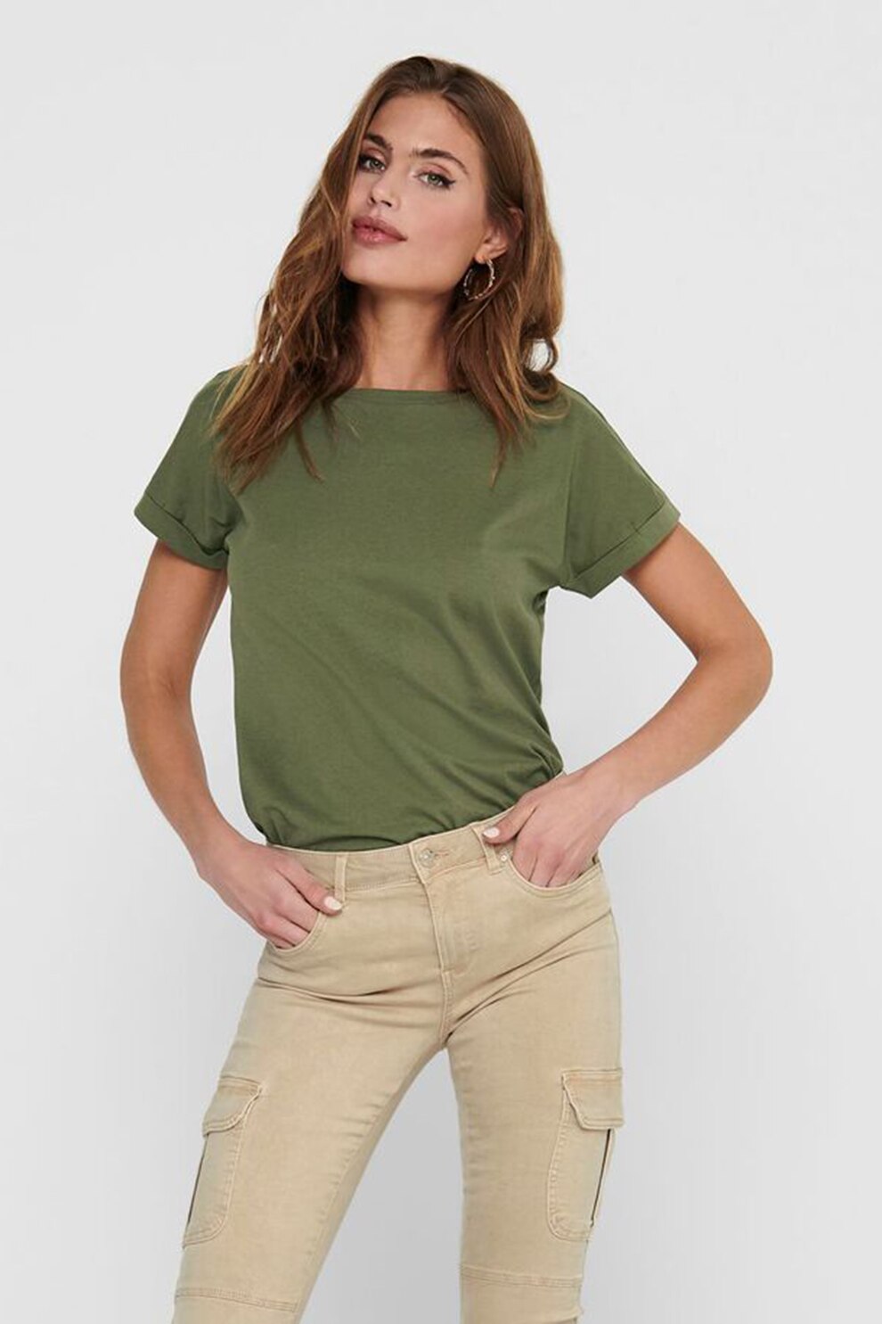 JdY, Tricou cu decolteu la baza gatului Louisa, Verde sparanghel