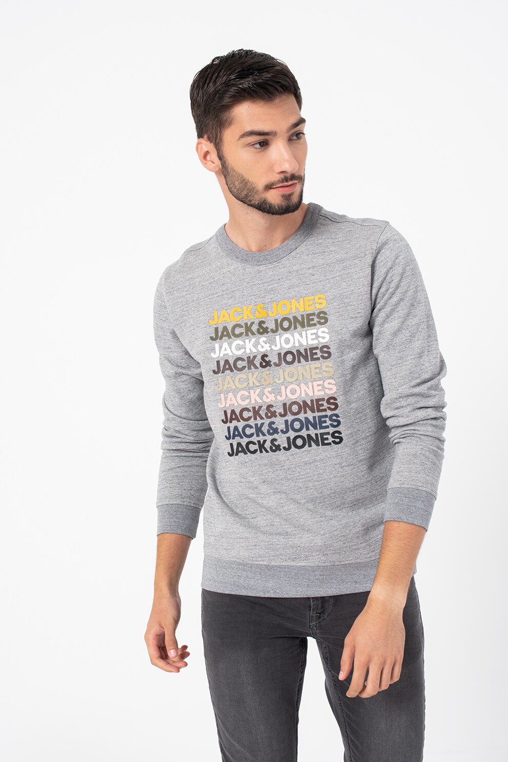 Jack&Jones, Bluza sport cu decolteu la baza gatului Blalandon, gri melange, galben sofran, negru