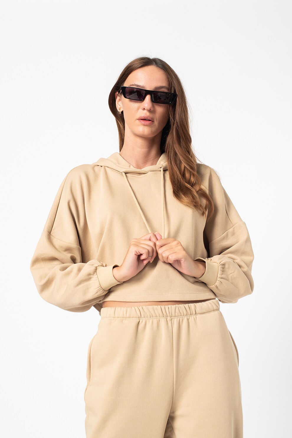 Only, Hanorac lejer din amestec de bumbac organic Feel, Maro camel