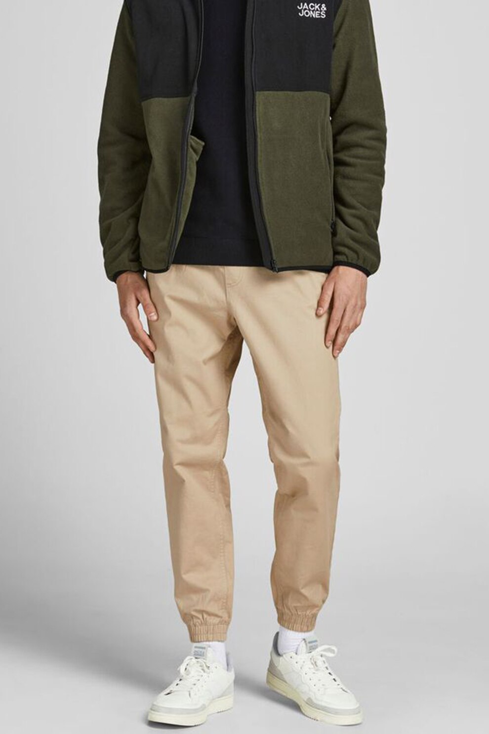 Jack&Jones, Pantaloni jogger cu talie elastica, Bej