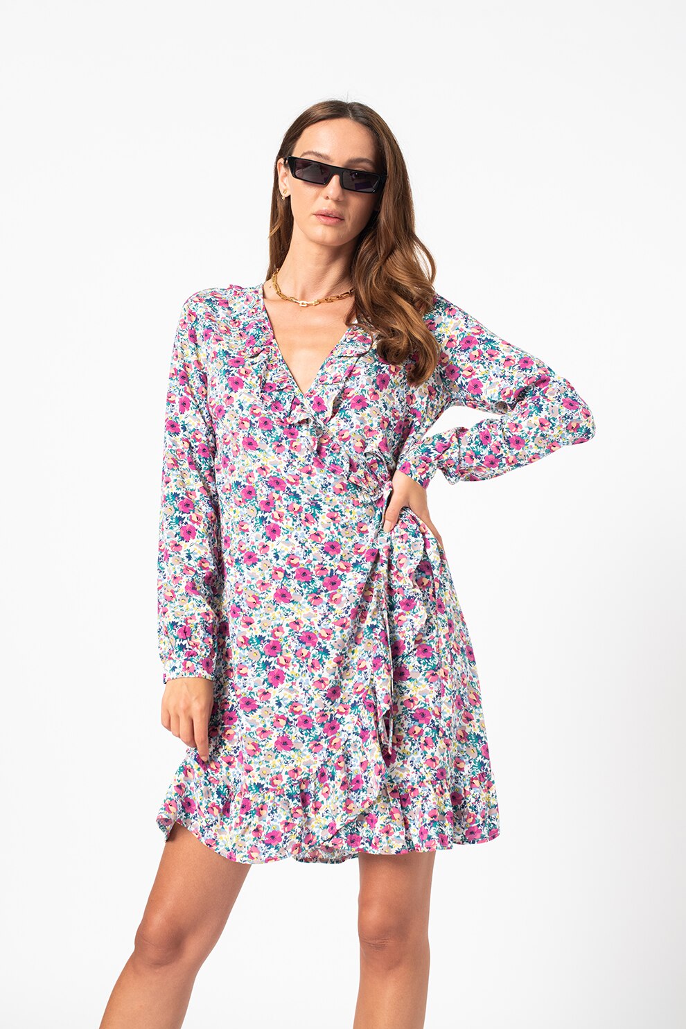 Only, Rochie mini cu imprimeu floral Nova, Multicolora