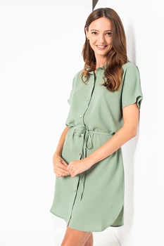 Only, Rochie-camasa cu cordon in talie Nova Lux, Verde feriga Only, Rochie-camasa cu cordon in talie Nova Lux, Verde feriga