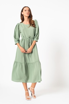 Only, Rochie midi evazata cu maneci 3/4 Nova, Albastru aquamarin Only, Rochie midi evazata cu maneci 3/4 Nova, Albastru aquamarin