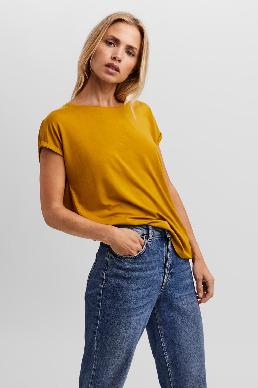 Vero Moda, Tricou cu maneci cazute Aware, Ocru