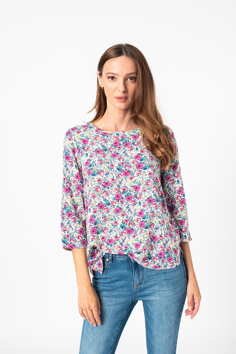 Only, Bluza cu fermoar pe partea din spate Nova, Alb/Roz/Albastru
