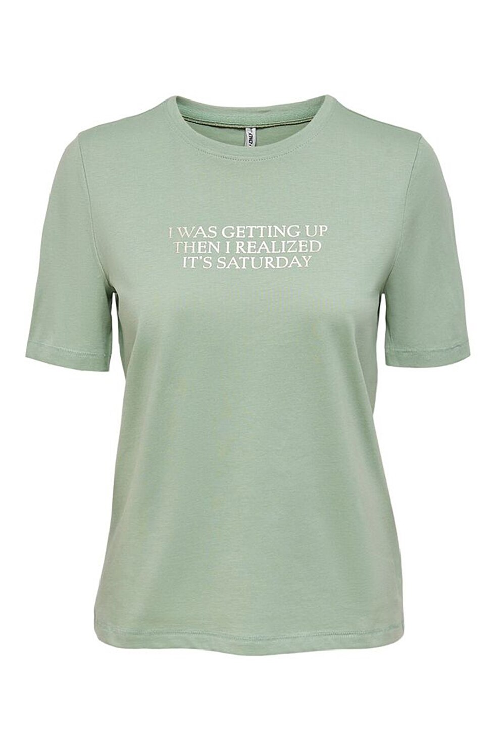 Only, Tricou de bumbac cu text, Verde pal