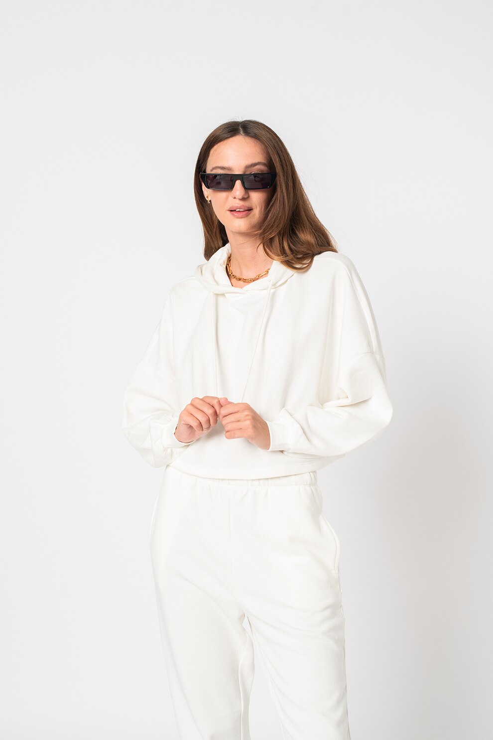 Only, Hanorac lejer din amestec de bumbac organic Feel, Alb