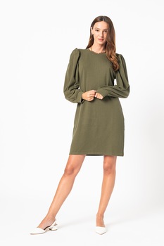 JdY, Rochie mini dreapta cu maneci bufante Anny, Verde militar JdY, Rochie mini dreapta cu maneci bufante Anny, Verde militar