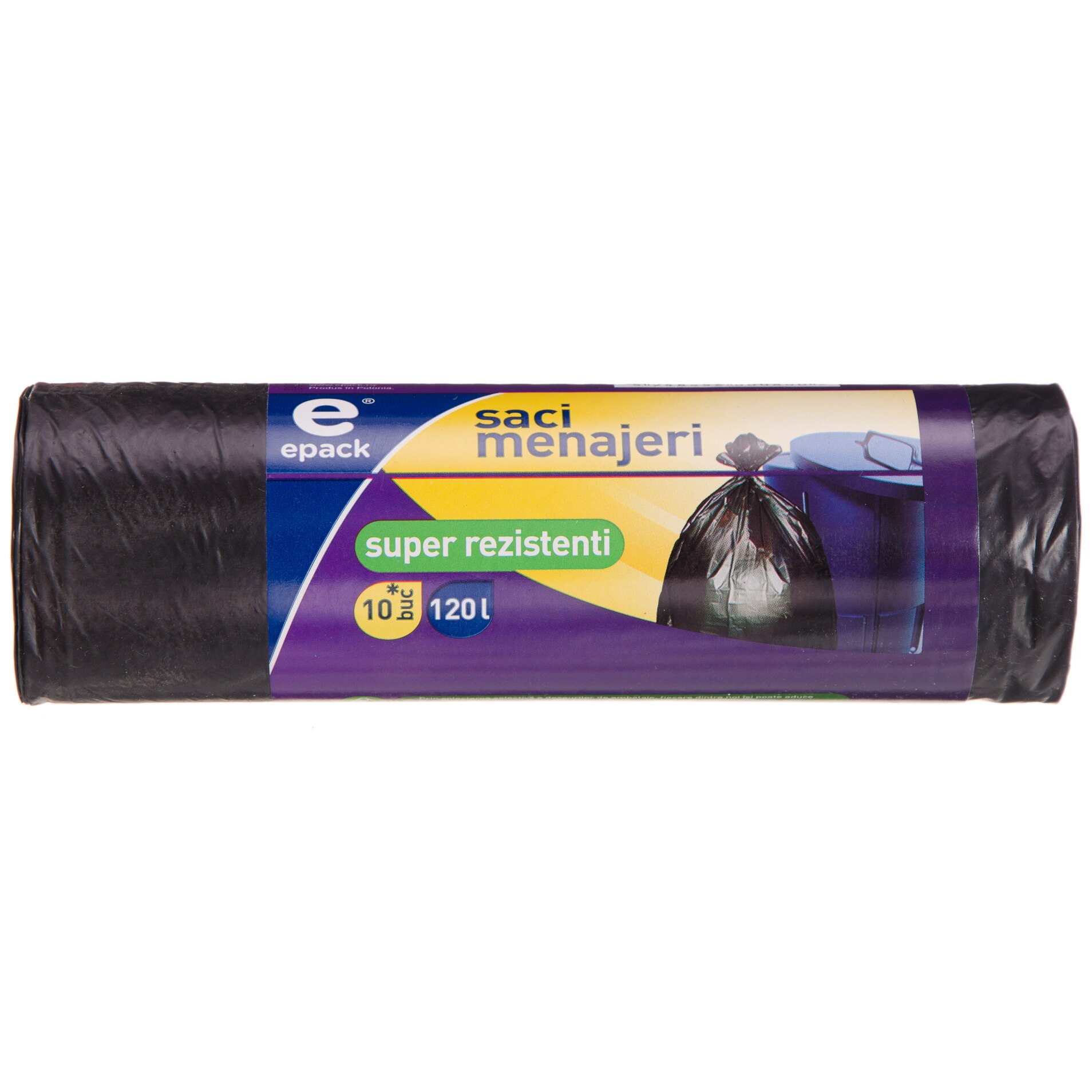 Saci menajeri Epack LDPE, 120 l, 10 buc, Negru