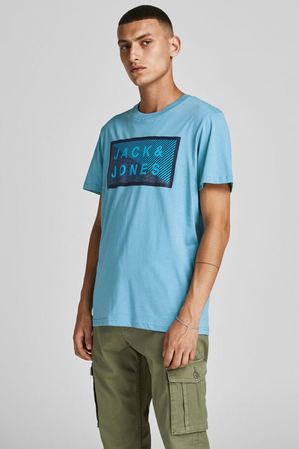 Jack&Jones, Tricou slim fit din amestec de bumbac organic Shawn, Albastru azur