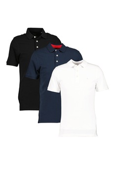 Jack&Jones, Set de tricouri polo de bumbac Paulos - 3 piese, alb, negru, gri carbune Jack&Jones, Set de tricouri polo de bumbac Paulos - 3 piese, alb, negru, gri carbune