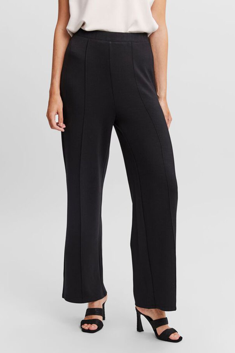Vero Moda, Pantaloni drepti cu talie inalta, Negru