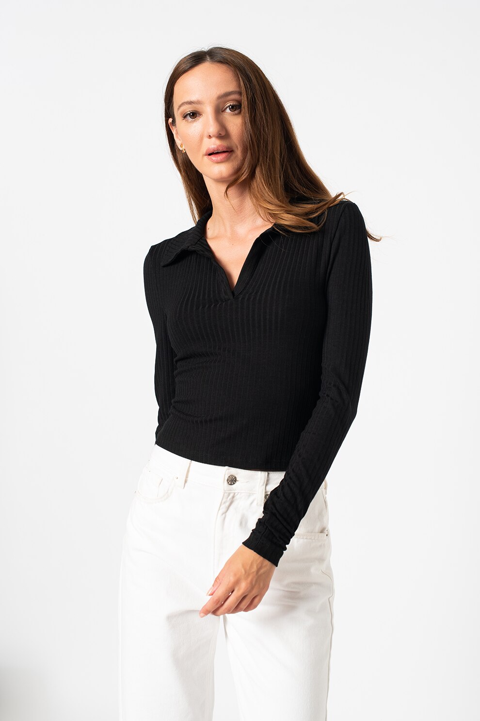 Noisy May, Bluza polo cu striatii Clara, Negru