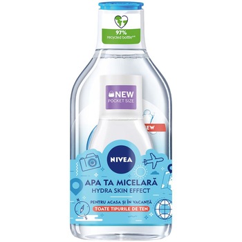 Pachet Nivea: Apa Micelara Hydra Skin Effect, 400 ml + Apa micelara ten sensibil, 100 ml Pachet Nivea: Apa Micelara Hydra Skin Effect, 400 ml + Apa micelara ten sensibil, 100 ml