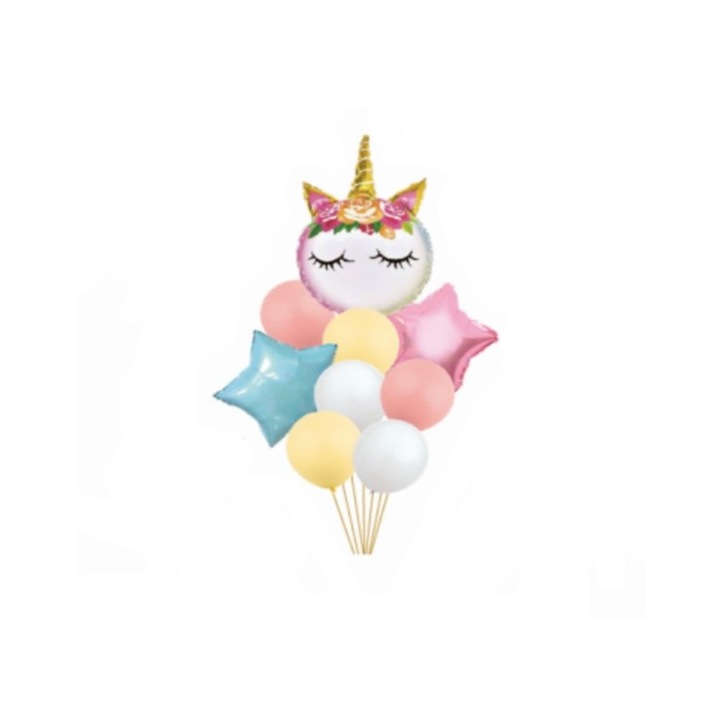 Комплект фолиеви балони Еднорог, 9 части