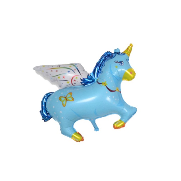 Фолиев балон Еднорог, син, 100x88 см