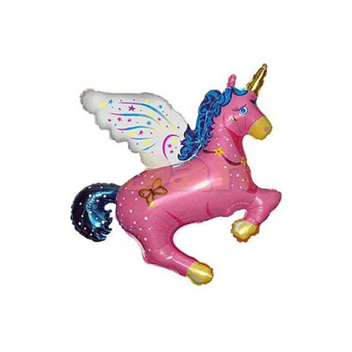 Фолиев балон Еднорог, розов, 100x88 см