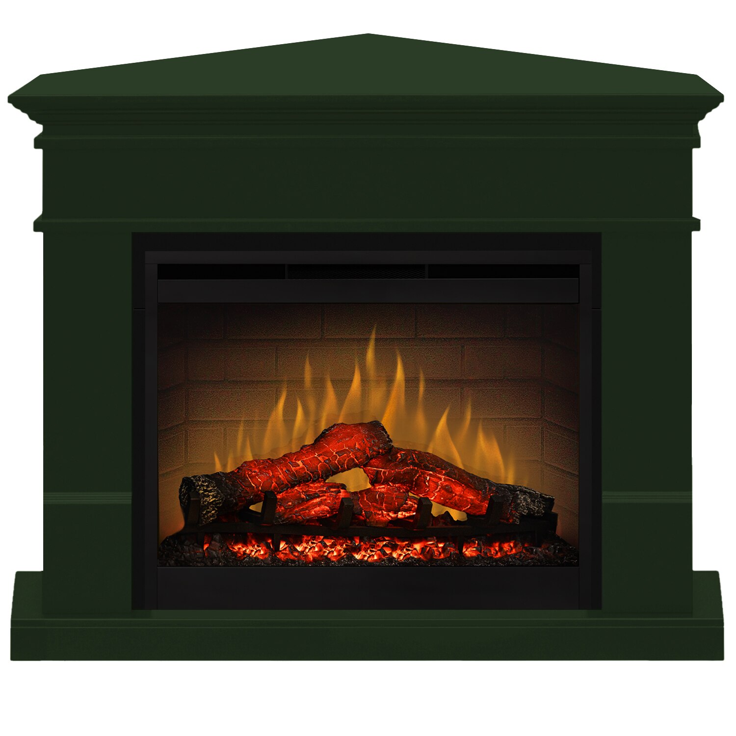 Semineu electric Lisabona Drept/Colt Forest Green cu focar electric 3D Dimplex Optiflame DF2608 si sunet