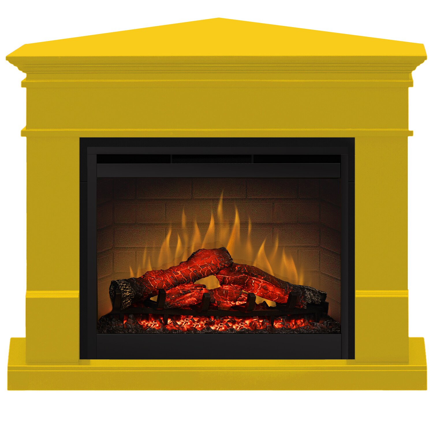 Semineu electric Lisabona Drept/Colt Galben cu focar electric 3D Dimplex Optiflame DF2608 si sunet