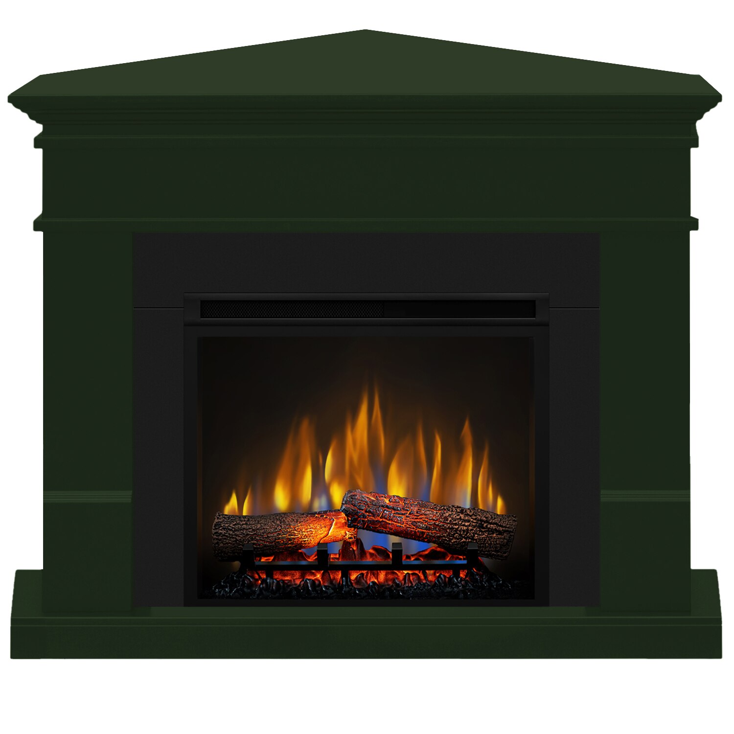 Semineu electric Lisabona Drept/Colt Forest Green cu focar electric 3D Dimplex Optiflame XHD23 si sunet