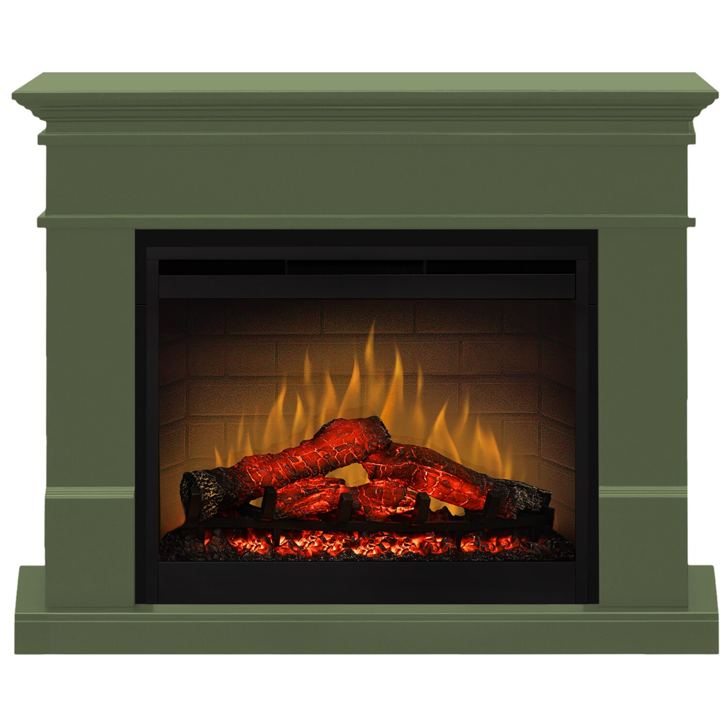 Semineu electric Lisabona Green Army cu focar electric 3D Dimplex Optiflame DF2608 si sunet