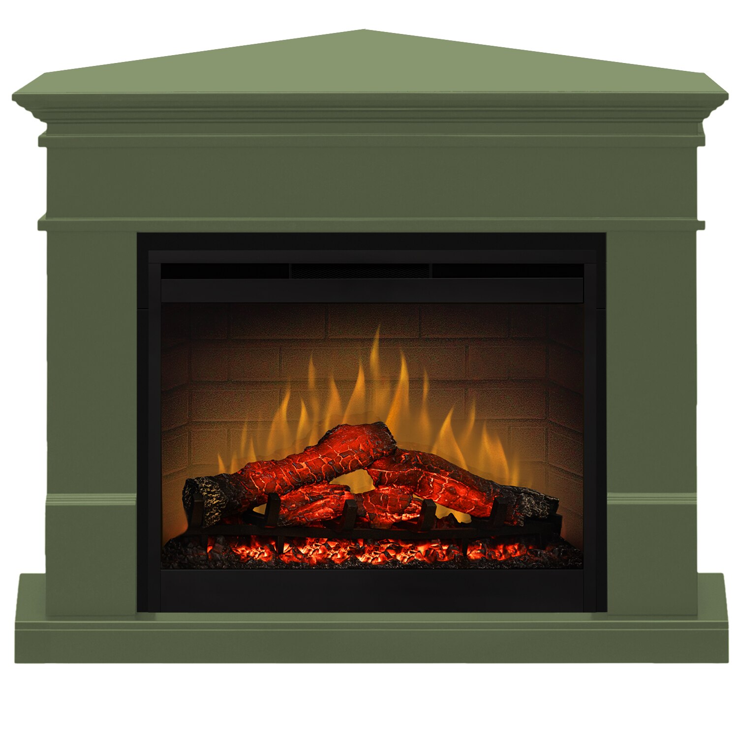 Semineu electric Lisabona Drept/Colt Green Army cu focar electric 3D Dimplex Optiflame DF2608 si sunet