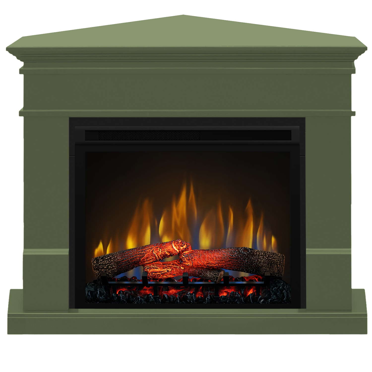 Semineu electric Lisabona Drept/Colt Green Army cu focar electric 3D Dimplex Optiflame XHD28 si sunet