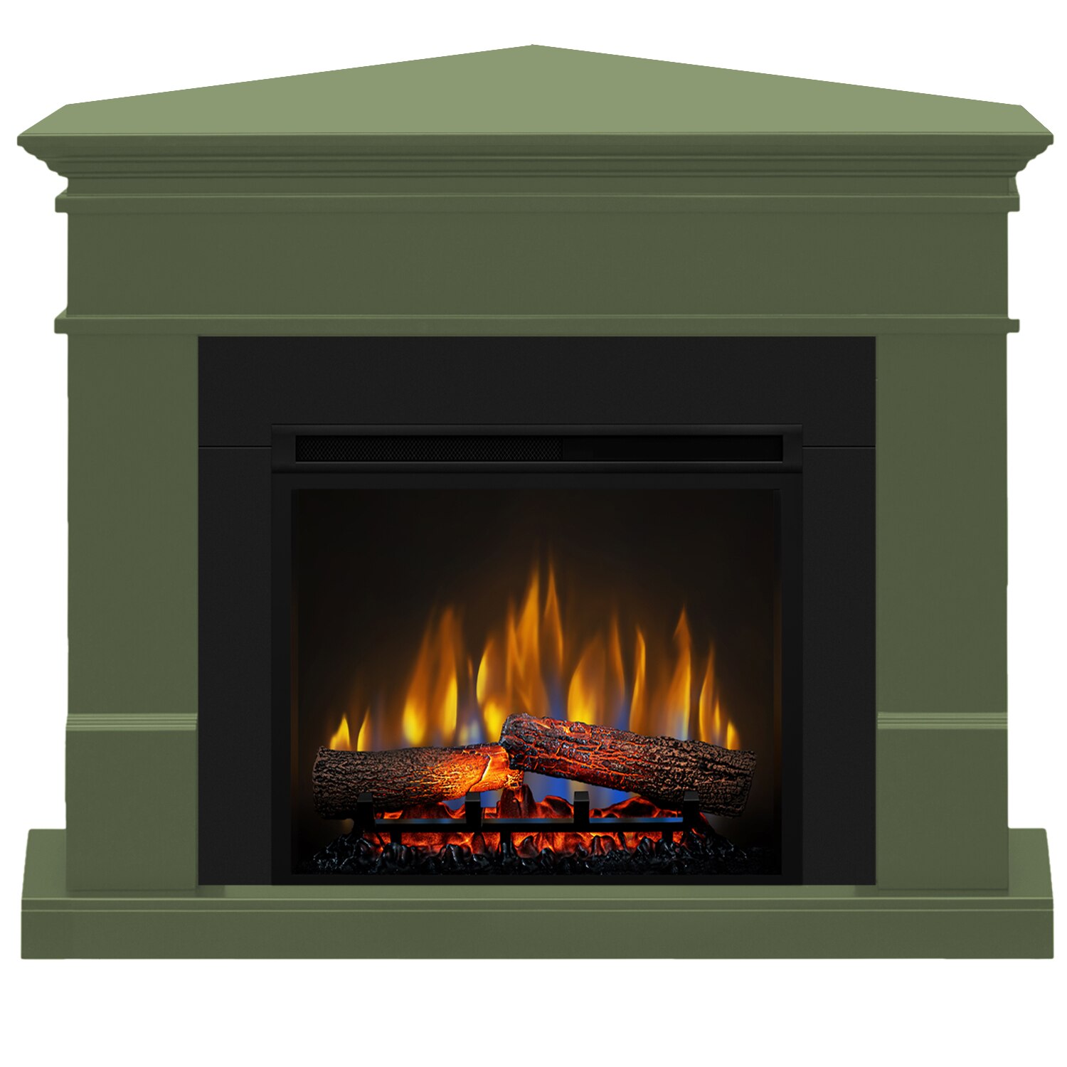 Semineu electric Lisabona Drept/Colt Green Army cu focar electric 3D Dimplex Optiflame XHD23 si sunet