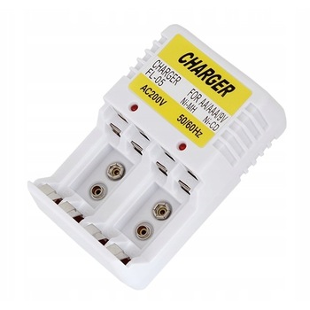 Incarcator acumulatori, AA/AAA/6LR6/9V, 100V-240V, Alb Incarcator acumulatori, AA/AAA/6LR6/9V, 100V-240V, Alb