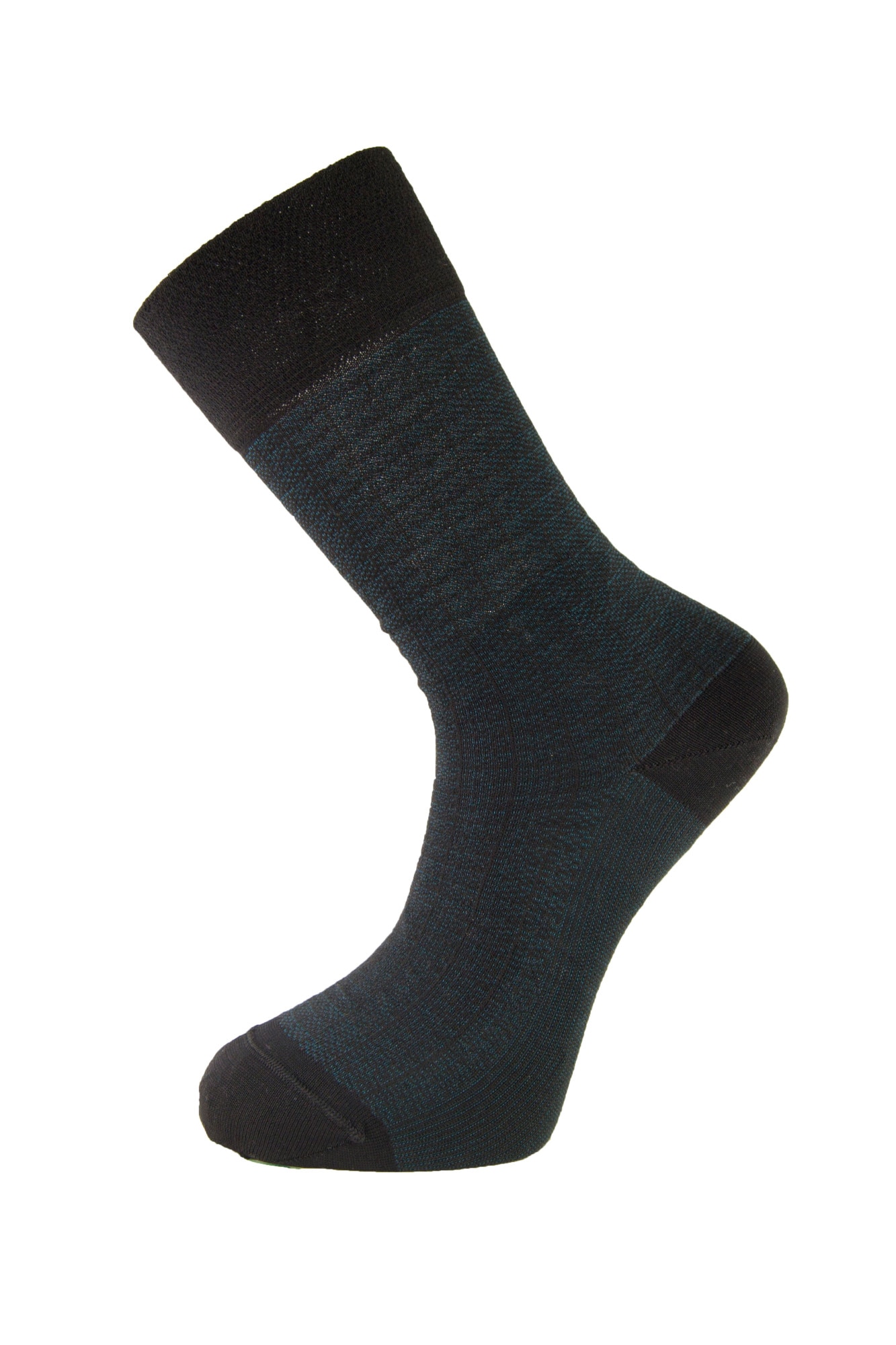 Sosete barbati din bumbac mercerizat si fibre de bambus Newton, Negru si turcoaz, M15, cu motive geometrice 41-44 EU