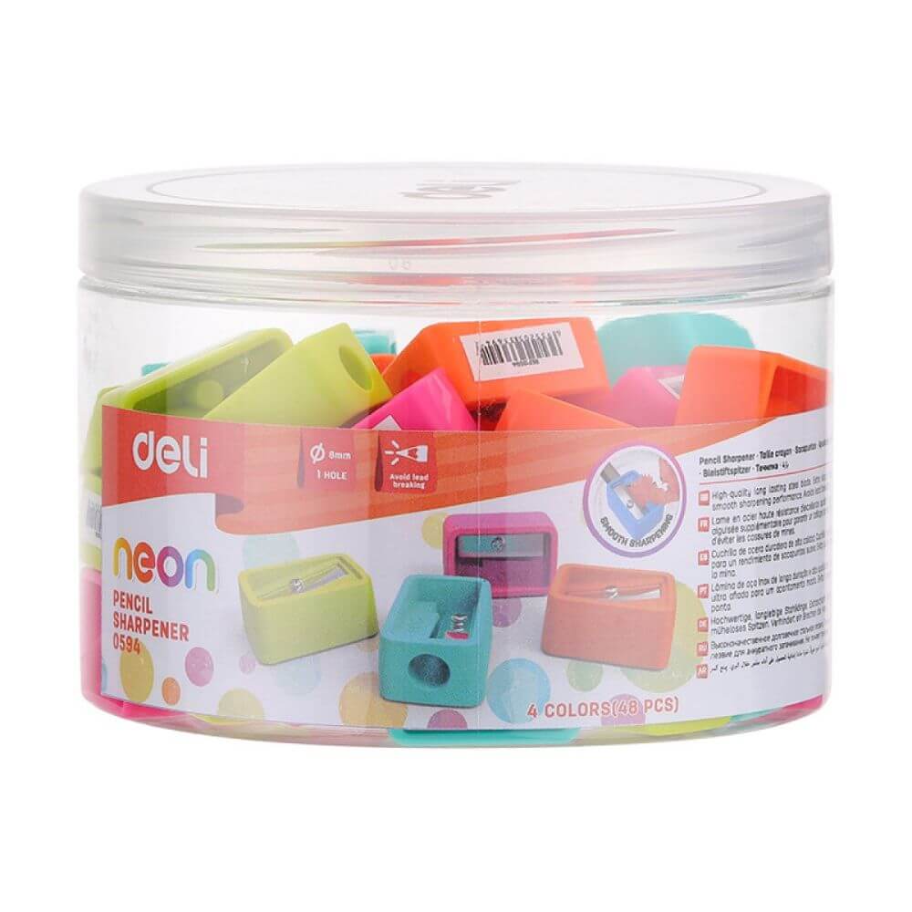 Set 48 Ascutitori Clasice, Deli Neon, Diverse Culori