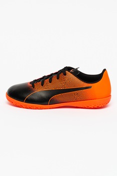 Puma, Pantofi din piele ecologica pentru fotbal Spirit II, Oranj neon/Negru Puma, Pantofi din piele ecologica pentru fotbal Spirit II, Oranj neon/Negru