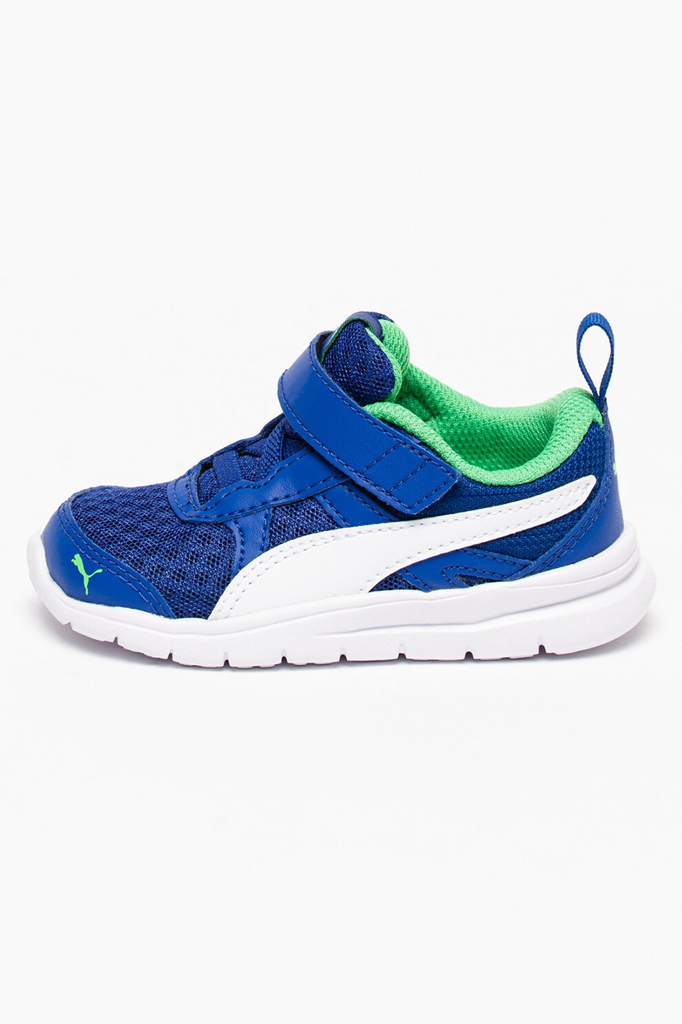 Puma, Pantofi sport din material textil si sintetic cu velcro Flex Essesntial, Albastru royal