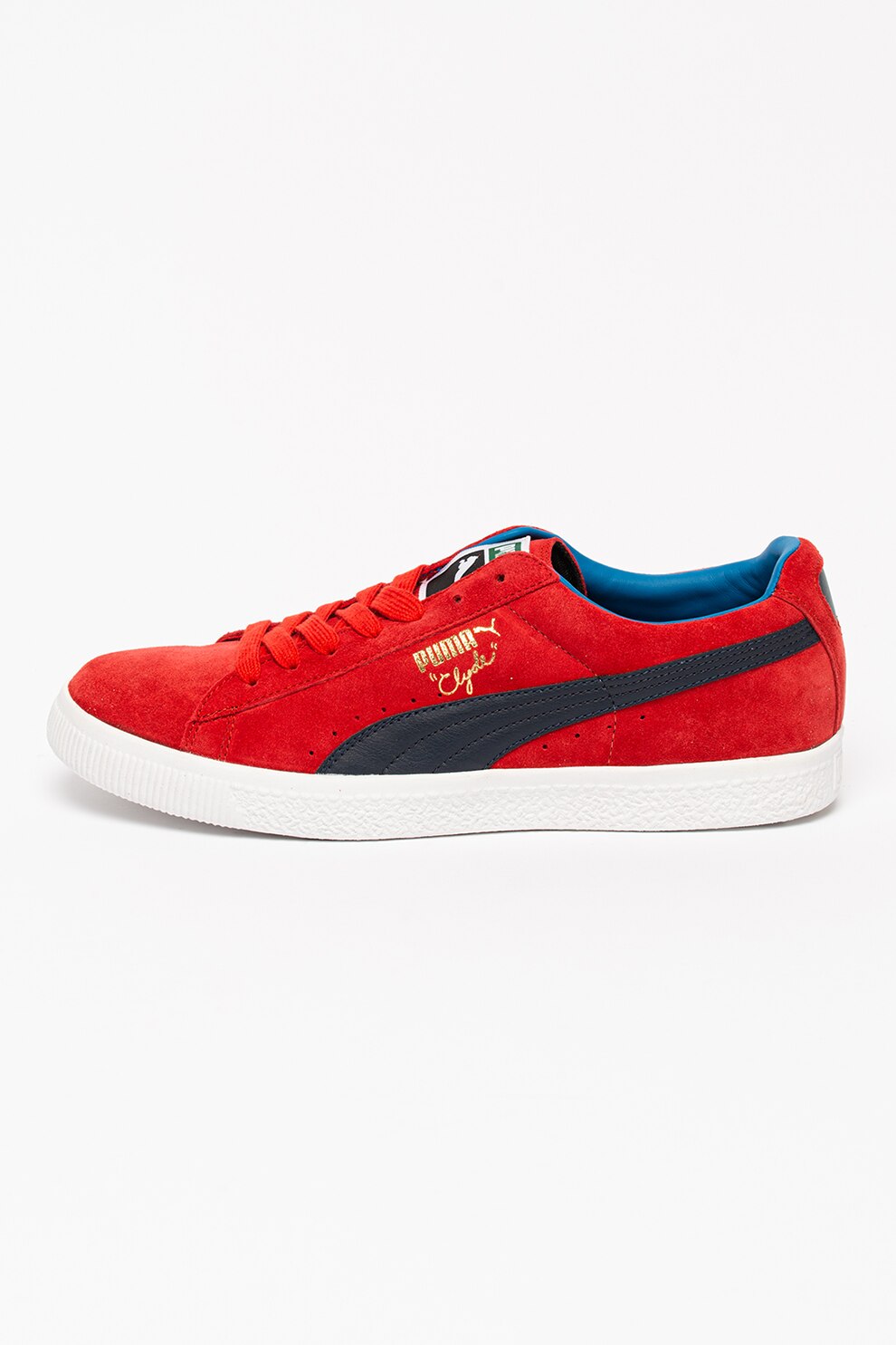 Puma, Pantofi sport de piele intoarsa Clyde Script, Rosu, 41