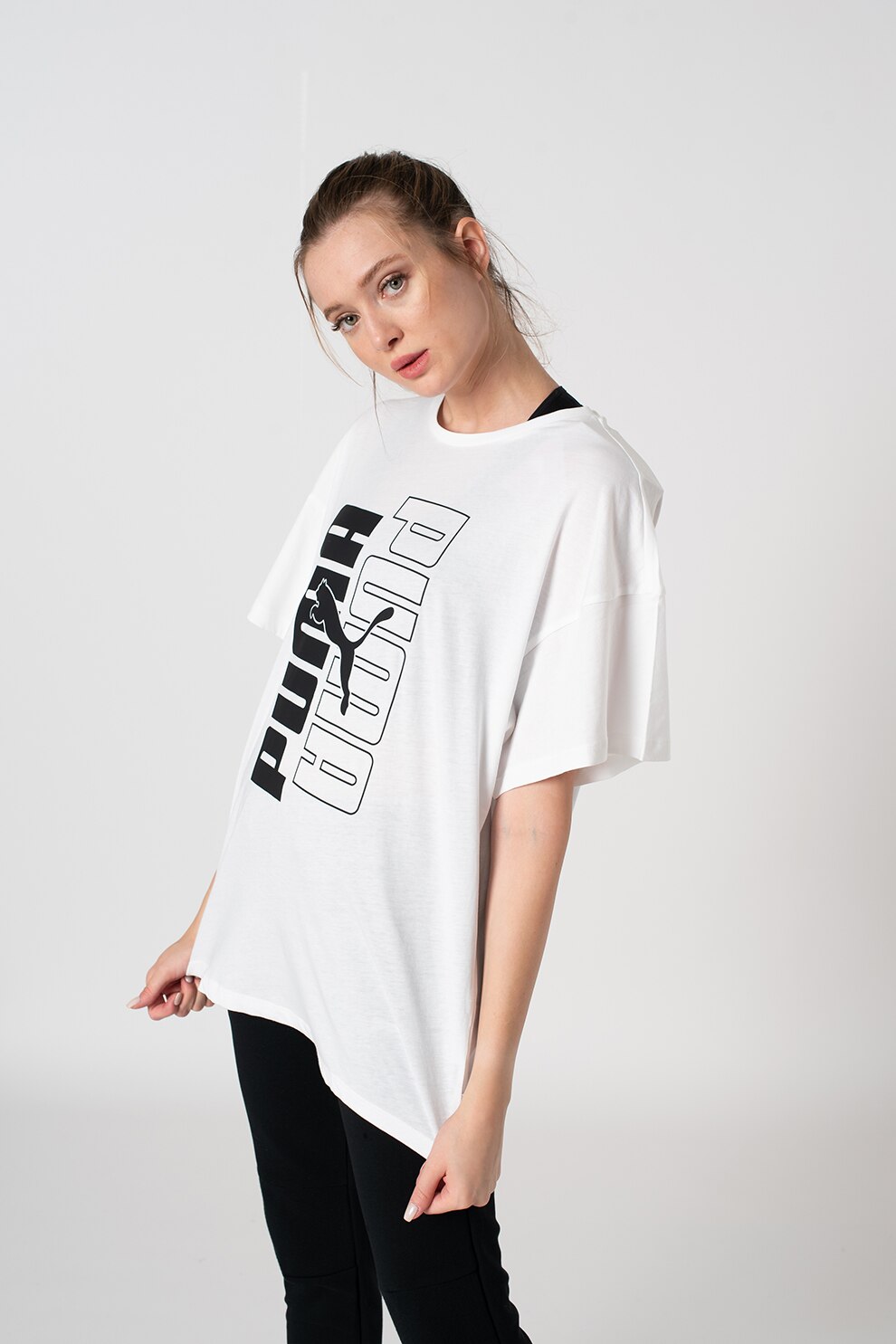 Puma, Tricou cu imprimeu logo Rebel, Alb optic