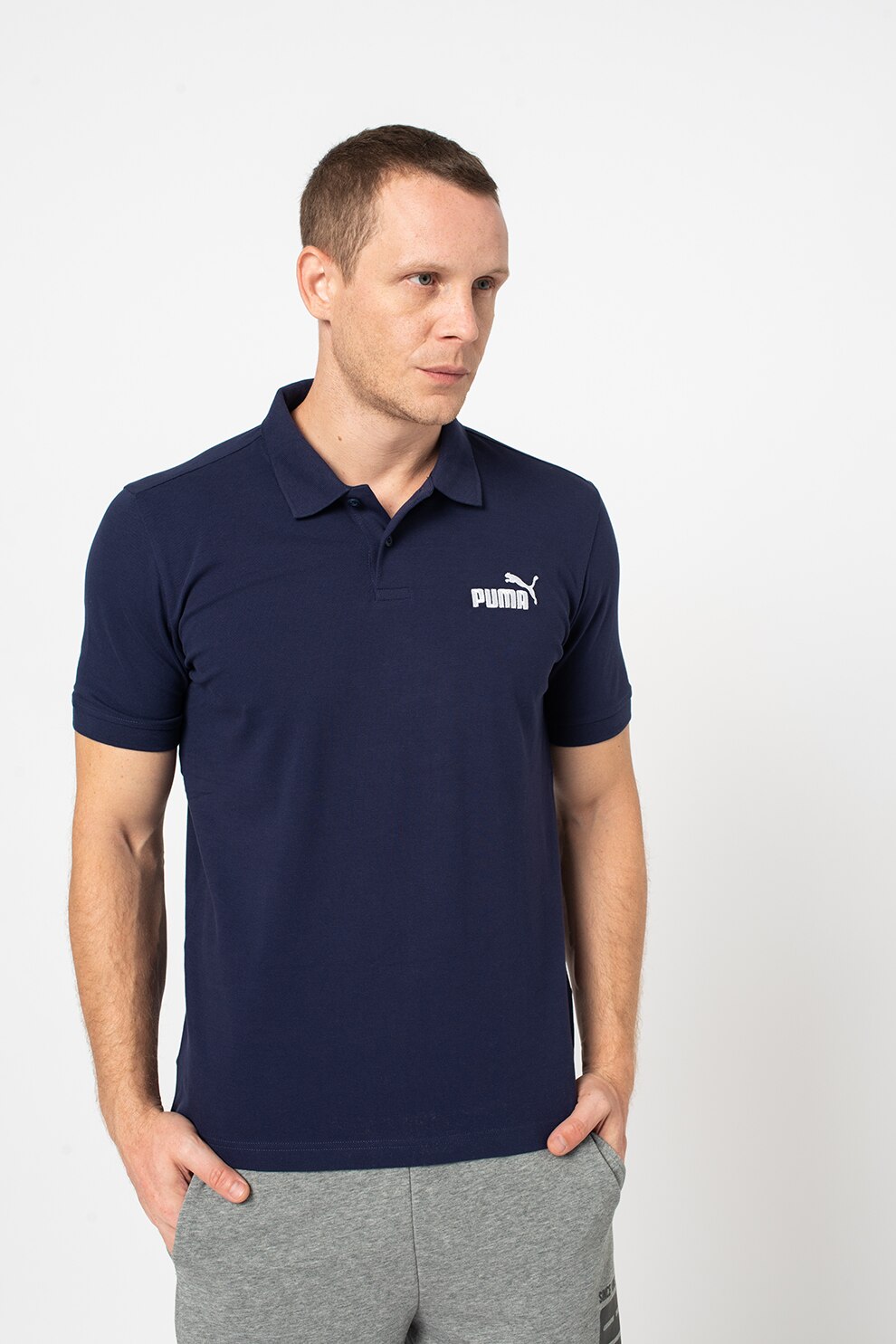 Puma, Tricou polo regular din pique Essentials, Bleumarin