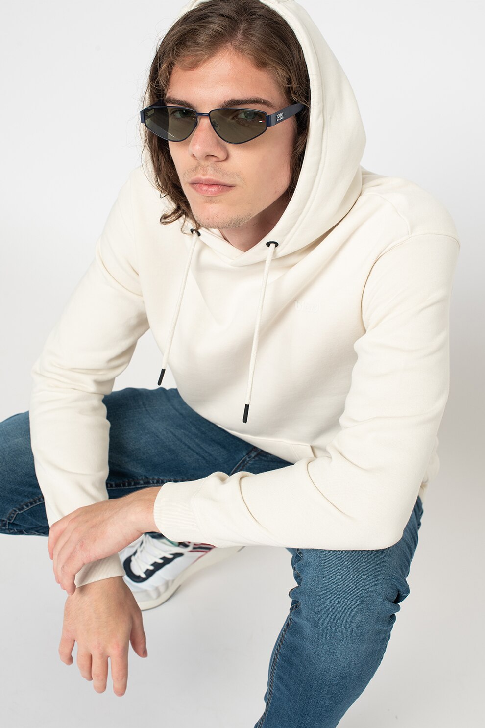 BLEND, Hanorac cu buzunar kangaroo, Alb