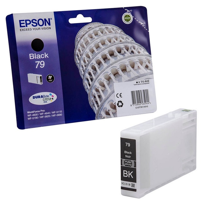 Epson Black 79 T7911 касета с мастило за Workforce Pro WF-5110DW / Workforce Pro WF-5190DW / Workforce Pro WF-5620DWF / Workforce Pro WF-5690DWF, 14,4 ml OEM C13T79114010
