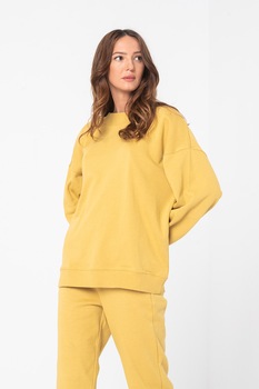 ICHI, Bluza sport cu decolteu rotund si maneci lungi, Galben mustar ICHI, Bluza sport cu decolteu rotund si maneci lungi, Galben mustar