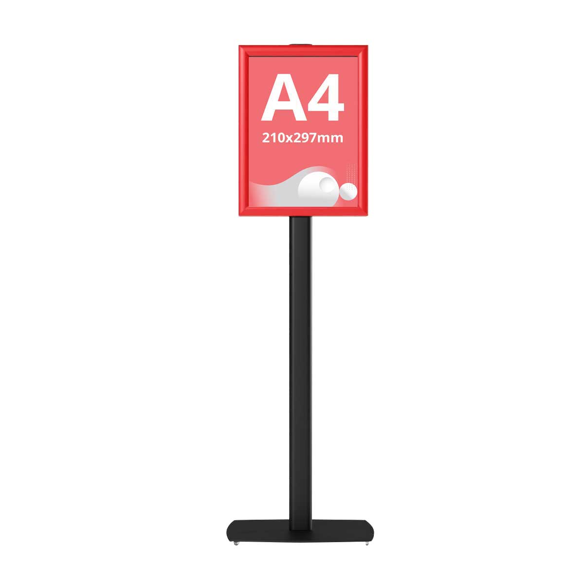 Panou Informativ prevazut cu rama click, format A4, Portret - 210 x 297 mm (print) Rosu