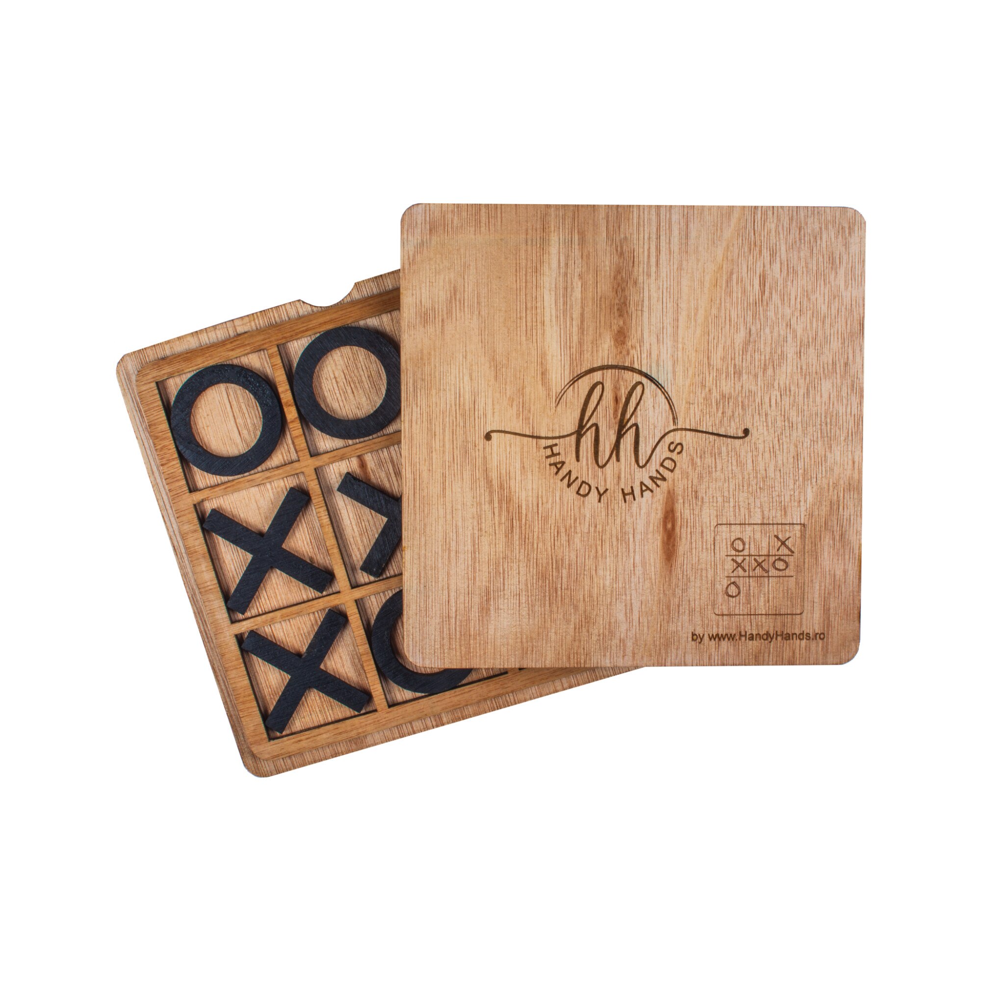 Joc Personalizabil, HandyHands, educativ Montessori X si O din lemn 10 cm x 10 cm