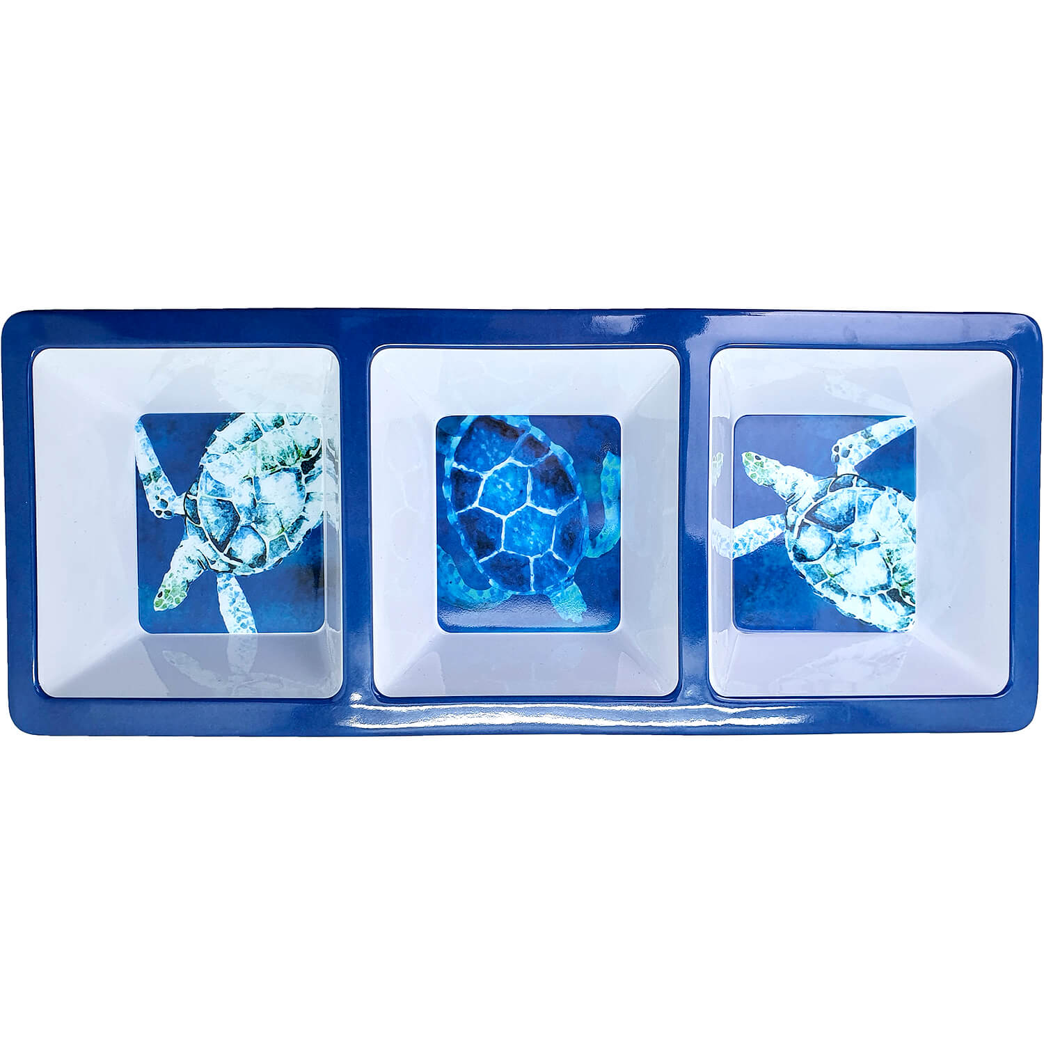 Platou servire Gemma, 3 compartimente, 37x15 cm, alb cu model