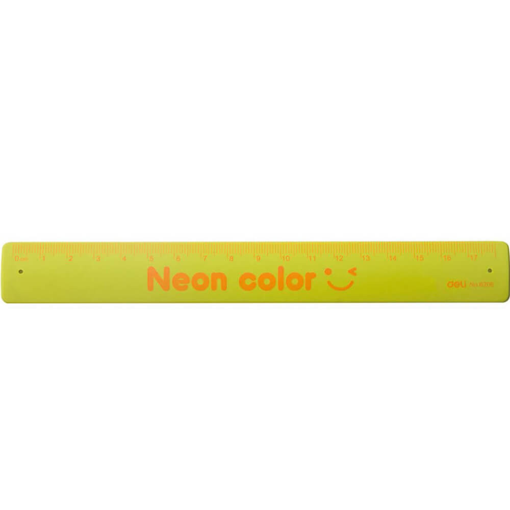 Rigla Flexbila din Silicon Deli Neon Color, Dimensiune 18 cm, Verde
