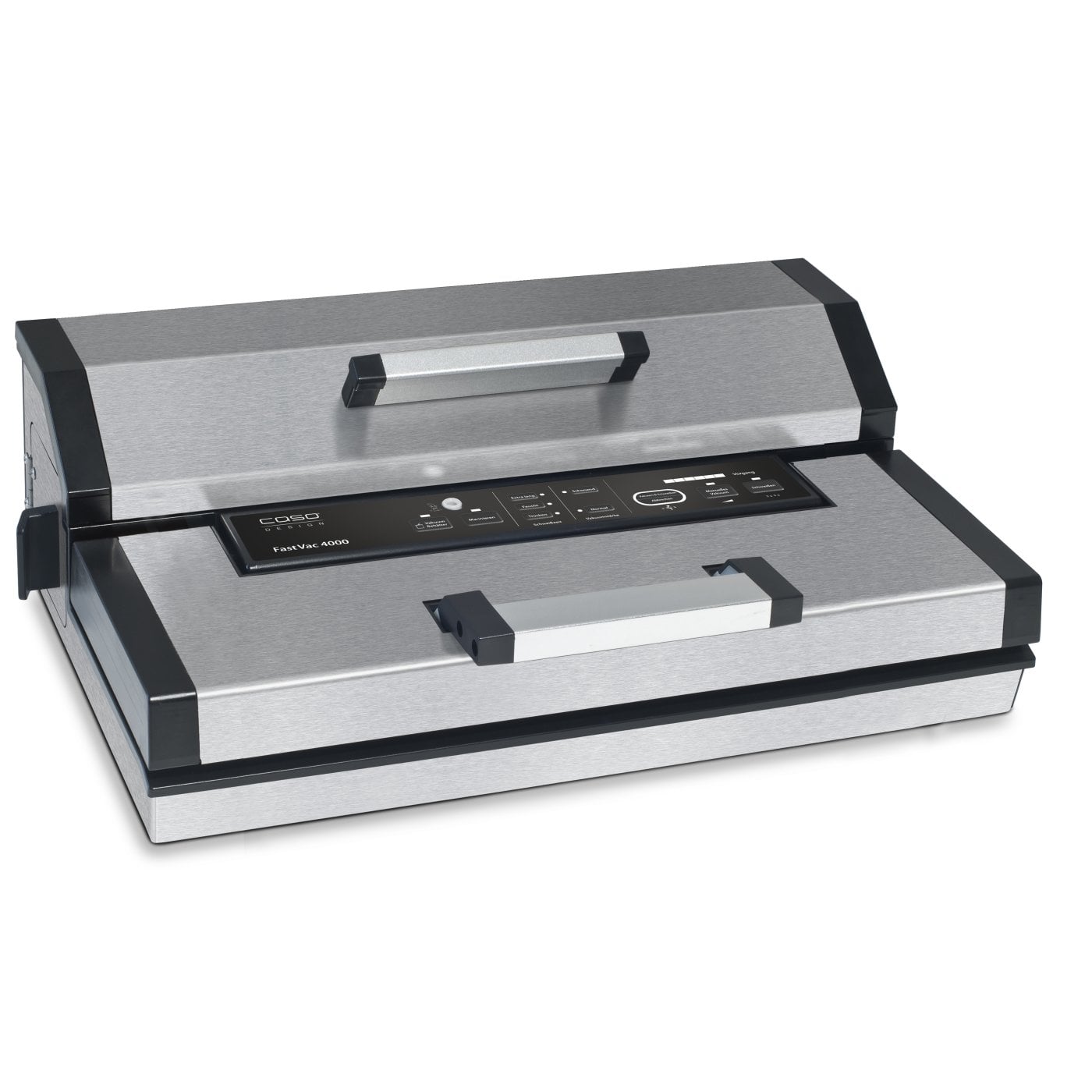 Aparat de vidat CASO, vidare automata 20l/min, functie de sigilare manuala, ideal pentru carne si legume, control electronic temperatura, panou de control, include role, argintiu/ negru