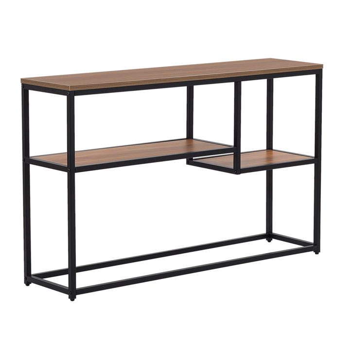 BELMONT Minimalista Sötét Fa És Fekete Konzolasztal