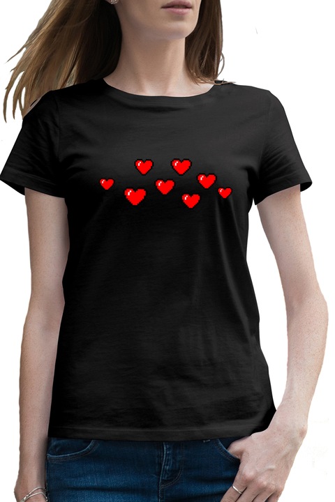 Tricou femei BTS Bit Heart Love, negru, marime 2XL
