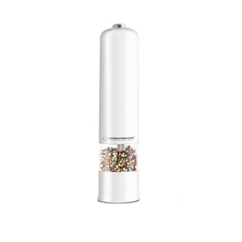 Rasnita electrica alb lucios pentru sare si piper EKP001wh cu camere depozitare transparente, control finetea macinarii iluminare led Rasnita electrica alb lucios pentru sare si piper EKP001wh cu camere depozitare transparente, control finetea macinarii iluminare led