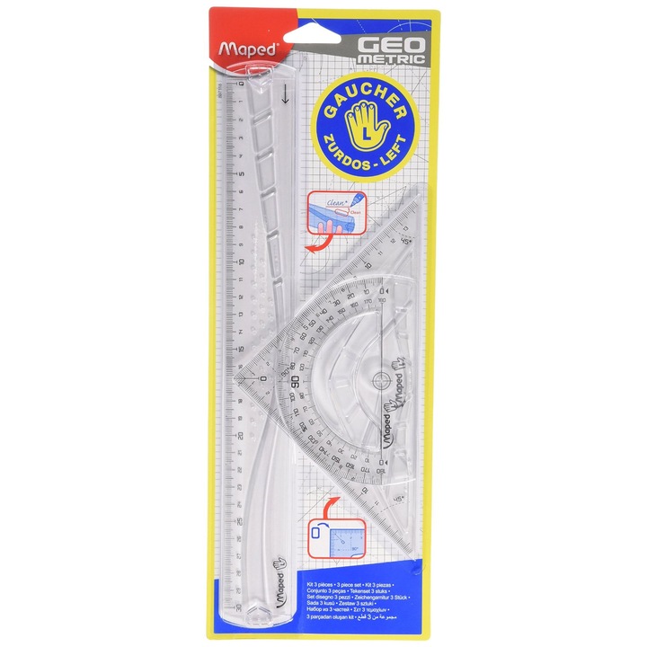 Комплект за геометрия Maped Geometric, 3 части, 30 cм, За левичари