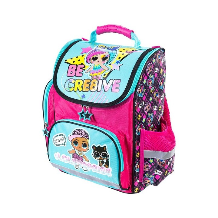 Ghiozdan Majewski, Colectia L.O.L. Surprise, 1 compartiment cu fermoar, multicolor, 40x27 cm